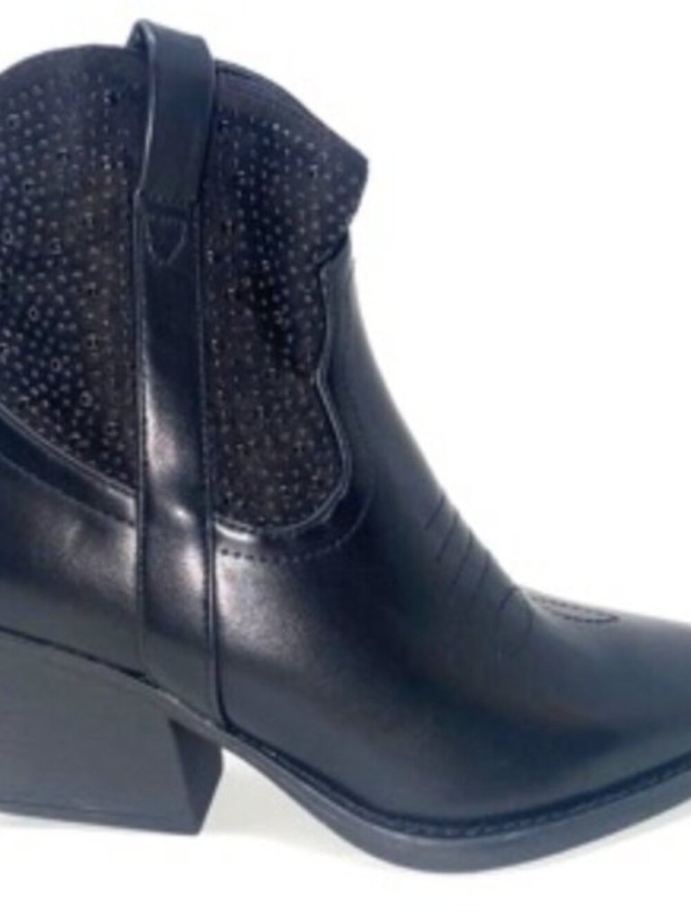 TOP MODA Elk-66 Women's Western Zipper Ankle Heel Bootie Black Size 6 - Picture 2 of 8